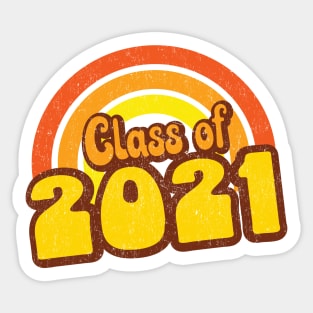 Retro Rainbow Class of 2021 distressed Sticker